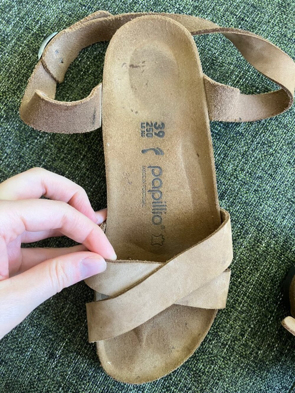 Papillio Lola by Birkenstock, Women's Tan Suede Crisscross Sandals - Picture 4 of 6